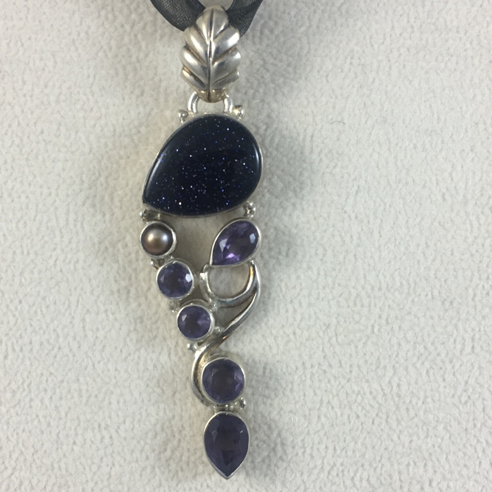 Mixed Gemstone Sterling Silver Pendant
